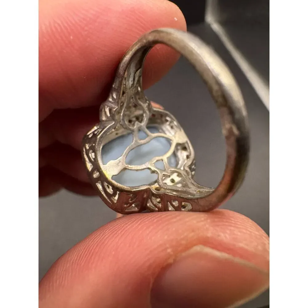 Vtg STS Chuck Clemency Sterling Silver 925 Blue Ring Tanzanite Filigree Sz 10